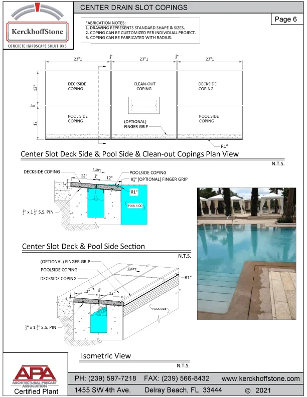 Center Drain Slot Pool Coping